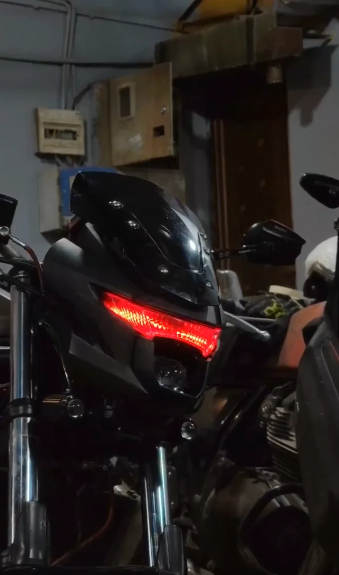 Custom LED lighting signature on motorcycle